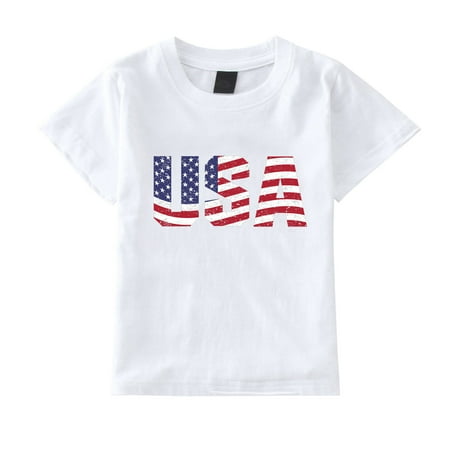 MIASHUI Kids Boys Girls 4th Of July Summer Short Sleeve Independence Day T Shirt