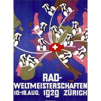 ArteHouse Fine Art Print "Rad-Weltmeisterschaften Bicycle Race Ad", Unmounted Cotton Canvas, 44" x 60"