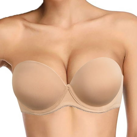 

Women s Push Up Strapless Bra Thick Padded Underwire Convertible Multiway Bras