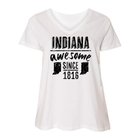 Inktastic Indiana Awesome Since 1816 Women s Plus Size V-Neck