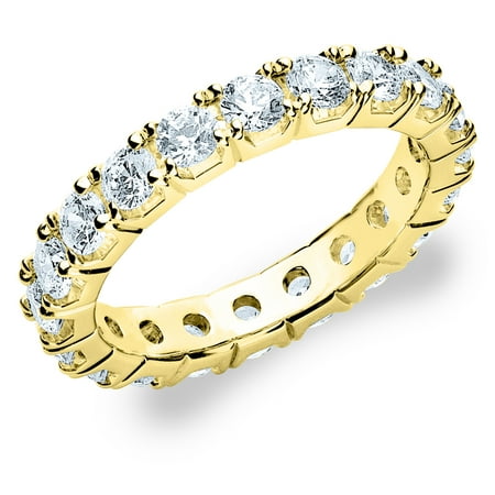 2 CT Diamond Eternity Wedding Band in Yellow Gold, 2 CT Round Diamond Anniversary Ring