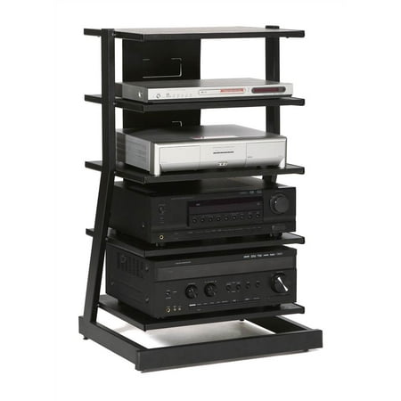 Audio Stand w 5 Shelves in Black Oak Finish