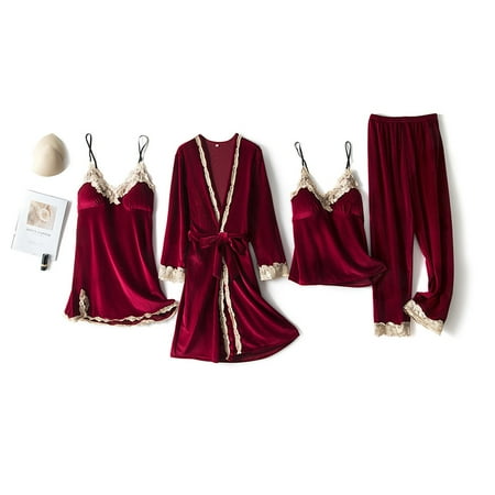 Zedker Pajamas For Women Soft Comfy Terry Cloth Robes For Women Women s Velvety Pajamas Nightgown Suspender Coat Pant Sexy Home Clothes 4Piece Clearance
Zedker Pajamas For Women Soft Comfy Terry Cloth Robes For Women Women s Velvety Pajamas Nightgown Suspender Coat Pant Sexy Home Clothes 4Piece Clearance