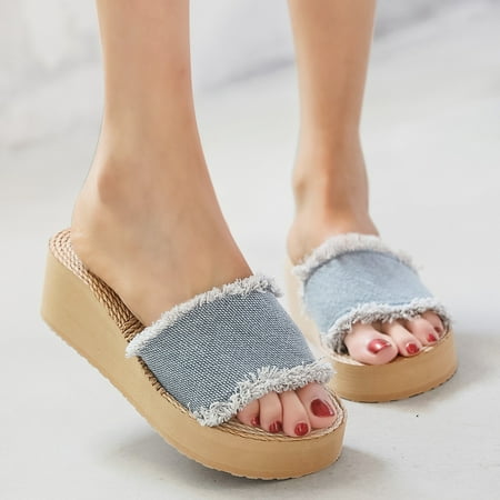 Alueeu Women s sandals Women s Linen Wedge Sandals Fashion Summer Sandals Denim Cross Women s Beach Sandals
Alueeu Women s sandals Women s Linen Wedge Sandals Fashion Summer Sandals Denim Cross Women s Beach Sandals