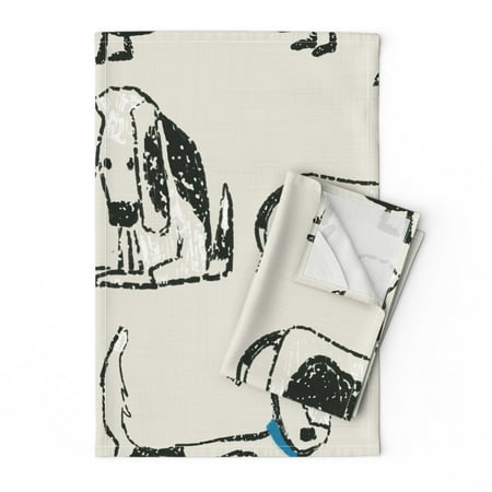 Dogs Pet Animal Gender Neutral Linen Cotton Tea Towels by Roostery Set of 2