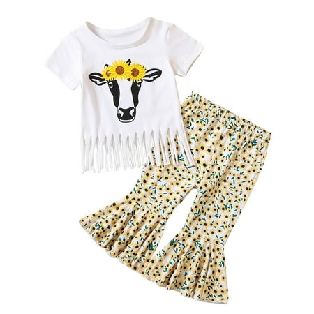 Zlekejiko Girls Short Sleeve Cartoon Prints Tassels Tops Flowers Prints Trumpet Long Pants Outfits Baby Girl Footie after Birth Baby Outfit
Zlekejiko Girls Short Sleeve Cartoon Prints Tassels Tops Flowers Prints Trumpet Long Pants Outfits Baby Girl Footie after Birth Baby Outfit