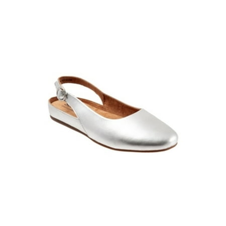 SoftWalk Women s Sandy Flat - Silver silver leather Size 7.5
