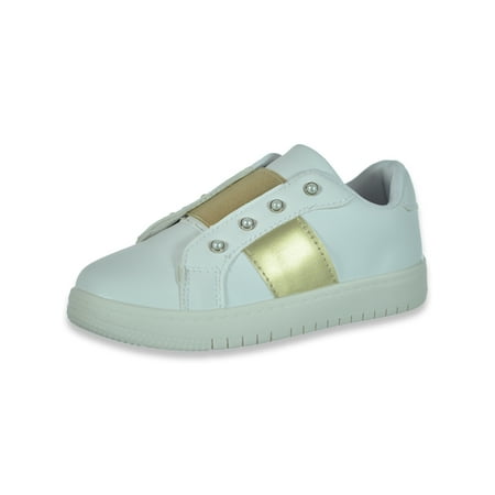 Olivia Miller Girls Gold Pearl Sneakers - white 1 youth
