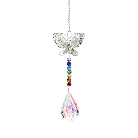EDFRWWS Crystal Ornaments - Butterfly Crystal Beads Chain Pendant (Lighting Ball)