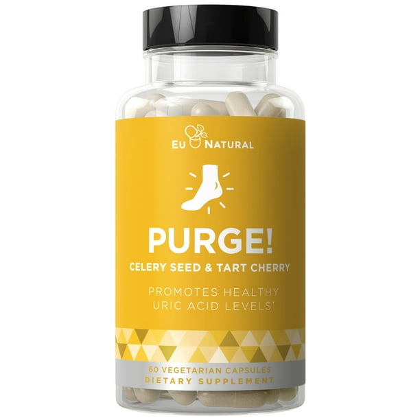 Purge! Uric Acid Cleanse & Joint Support - Ready to Eat & Drink What You Want? - Active Mobility, Strong Flexibility, Healthy Inflammation - Tart Cherry & Celery Seed - 60 Vegetarian Soft Capsules