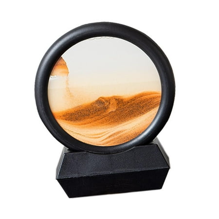 Dynamic Sand Picture painting art picture sandscapes round glass frame dynamic sand liquid motion 3D hourglass Relaxing Gifts Toys for Adults Home Bedroom Office Desktop Yellow 
Dynamic Sand Picture painting art picture sandscapes round glass frame dynamic sand liquid motion 3D hourglass Relaxing Gifts Toys for Adults Home Bedroom Office Desktop Yellow