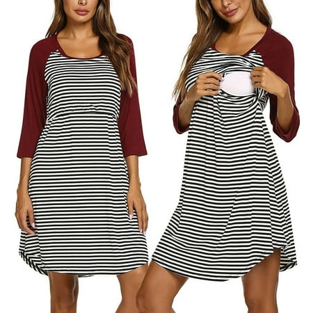 Maternity Dress For Photoshoot Womens Maternity 3/4 Sleeve Striped Printed Nursing Breastfeeding Sleepwear Dress
Maternity Dress For Photoshoot Womens Maternity 3/4 Sleeve Striped Printed Nursing Breastfeeding Sleepwear Dress