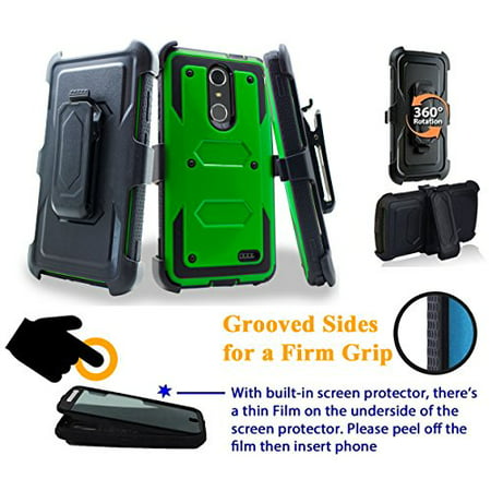 [해외] 6goodeals for 5.5 ZTE Blade Spark ZMAX ONE Grand X4 case Phone Case 360° Cover Screen Protector Clip Holster Kick Stand Shock Bumper Blue