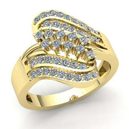 Genuine 1ct Round Cut Diamond Ladies Bridal Accents Anniversary Wedding Band Solid 14K Rose, White or Yellow Gold IJ SI2