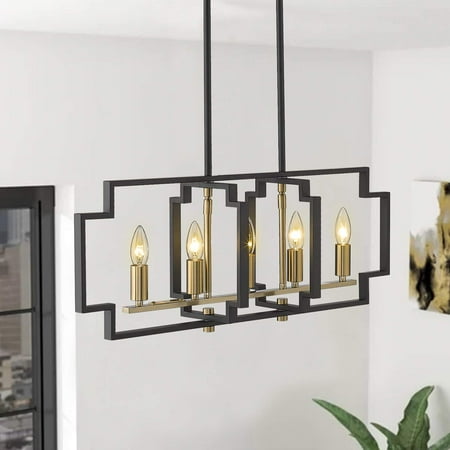 Farmhouse Chandelier for Dining Room 5-Light Pendant Lighting Fixtures Hanging for Kitchen Island Table Living Room Black and Gold
Farmhouse Chandelier for Dining Room 5-Light Pendant Lighting Fixtures Hanging for Kitchen Island Table Living Room Black and Gold