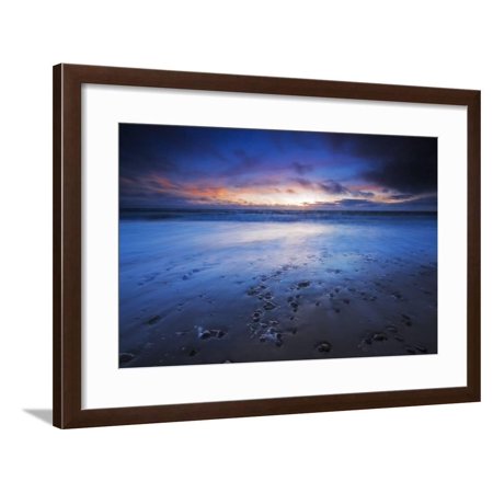 Sand and surf at dusk, San Buenaventura State Beach, Ventura, California, USA Framed Print Wall Art By Russ Bishop