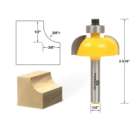 Cove Edging and Molding Router Bit - 3/8 Radius - 1/4 Shank - Yonico 13154q