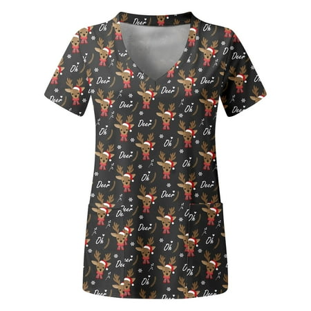 Women s Holiday Scrub Tops Plus Size Top V Neck Short Sleeved Pockets Printed T Shirt
Women s Holiday Scrub Tops Plus Size Top V Neck Short Sleeved Pockets Printed T Shirt