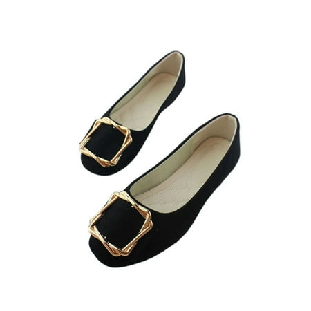Gomelly Women s Flats Comfort Flat Shoes Non-slip Loafers Casual Dress Shoe Ladies Women Black 9