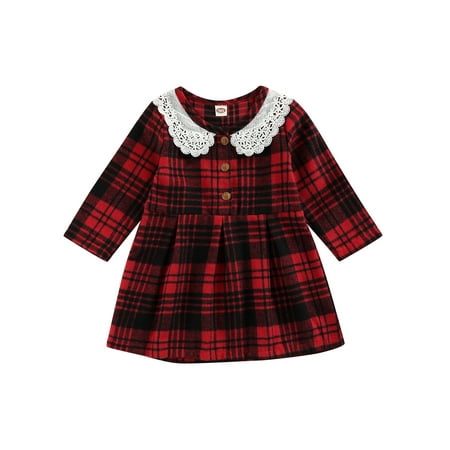 Canrulo Kids Baby Girls Christmas Dress Plaid Lace-Neck Long Sleeve Button-Open Dress Casual Clothes Red 4-5 Years
Canrulo Kids Baby Girls Christmas Dress Plaid Lace-Neck Long Sleeve Button-Open Dress Casual Clothes Red 4-5 Years