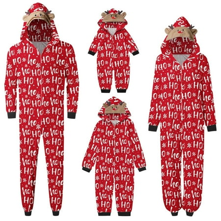 

JBEELATE Matching Family Christmas Onesies Pajamas Sets Elk Antler Hooded Romper PJ s Zipper Jumpsuit Loungewear