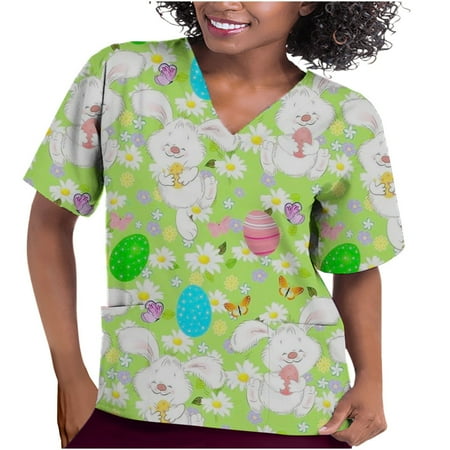 jsaierl Women s Easter Scrub Top Rabbit Easter Eggs Graphic Shirt Short Sleeve Cute T-shirt V Neck Casual Nursing Working Uniform Easter Gift for Women
jsaierl Women s Easter Scrub Top Rabbit Easter Eggs Graphic Shirt Short Sleeve Cute T-shirt V Neck Casual Nursing Working Uniform Easter Gift for Women