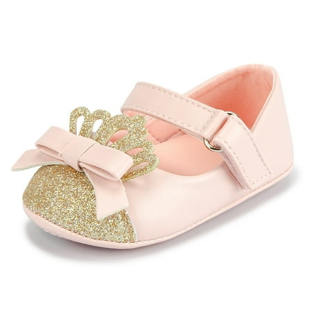 Baby Girls Soft-soled Mary Janes Shoes With Crown Decor