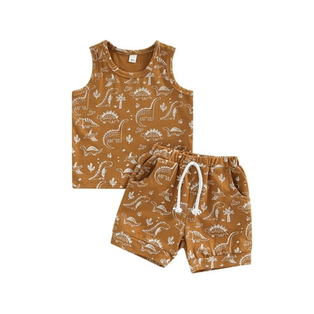 Canrulo Newborn Toddler Baby Boys Summer Outfits Dinosaur Print Sleeveless Tank Tops and Shorts Clothes Coffee 6-12 Months
Canrulo Newborn Toddler Baby Boys Summer Outfits Dinosaur Print Sleeveless Tank Tops and Shorts Clothes Coffee 6-12 Months