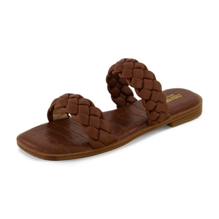 CUSHIONAIRE Women s Vicki Braided Slide Sandal +Memory Foam