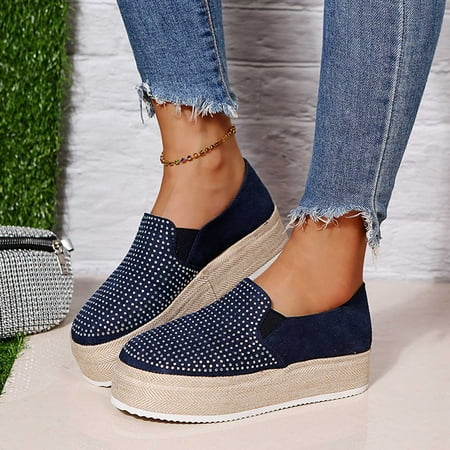 HIBRO Women s Breathable Flat Round Toe Comfortable Slip-On Casual Single Shoes