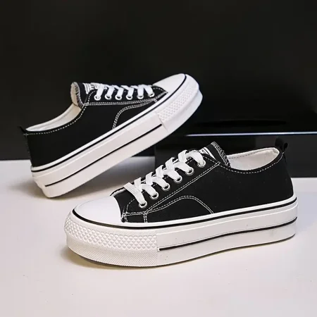 Classic Lace-Up Skate Shoes Casual Canvas Low Top Sneaker Women‘s Footwear