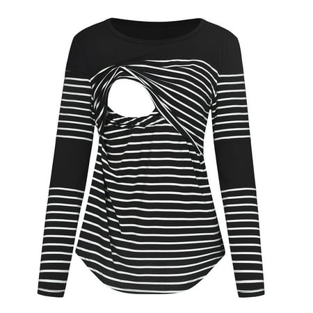 UMfun Women Maternity Tops Long Sleeve Striped Nursing Tops T-shirt For Breastfeeding
UMfun Women Maternity Tops Long Sleeve Striped Nursing Tops T-shirt For Breastfeeding