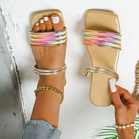 ZHELIYO Women s sandals Ladies Fashion Summer Colorful Rhinestone Lightweight Flat Beach Sandals Gold 8.5
ZHELIYO Women s sandals Ladies Fashion Summer Colorful Rhinestone Lightweight Flat Beach Sandals Gold 8.5