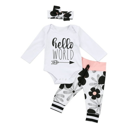 Gwiyeopda Newborn Baby s 3Pcs Romper Set Hello World Long Sleeve Bodysuit with Floral Long Pants and Headband
Gwiyeopda Newborn Baby s 3Pcs Romper Set Hello World Long Sleeve Bodysuit with Floral Long Pants and Headband