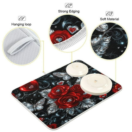 BZSMCE Dish Drying Mat Passionate Petals Pattern Design Drying Mats 
BZSMCE Dish Drying Mat Passionate Petals Pattern Design Drying Mats