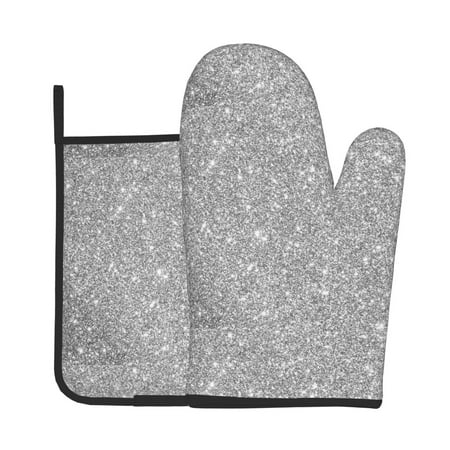Vsdgher GlitterSilver Oven Mitts and Pot Holders 2 pcs Set High Heat Resistant Kitchen Oven Glove for Baking and Cooking
Vsdgher GlitterSilver Oven Mitts and Pot Holders 2 pcs Set High Heat Resistant Kitchen Oven Glove for Baking and Cooking