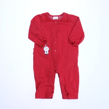 Pre-owned Absorba Girls Red | White Long Sleeve Outfit size: 3-6 Months