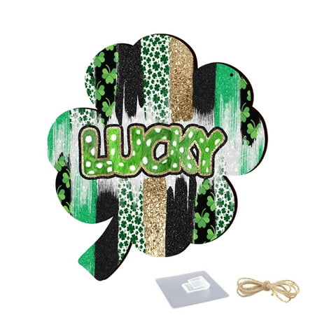 St. Patricks Day Wooden Hanging Sign Living Room Holiday Home Decoration Wooden Sign Pendant White Green