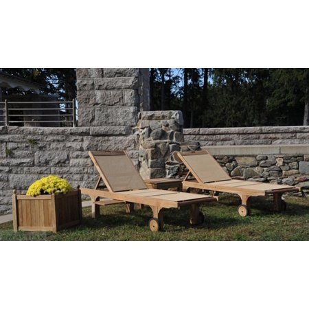80" Natural Teak Outdoor Patio Wooden Ecru Batyline Chaise Lounge Chair