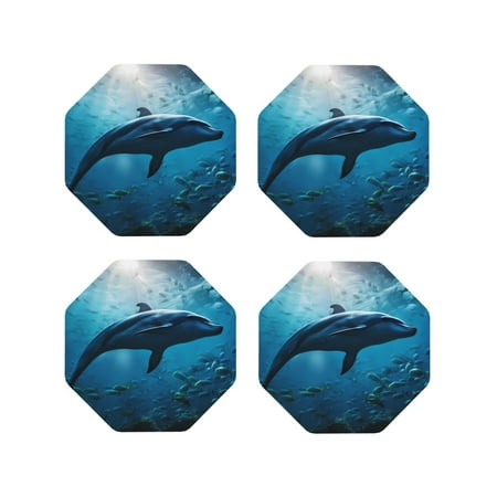 Coasters Set of 4 - Ocean Dolphin Fish School Drink Coasters for Tabletop Protection Leather Coasters for Living Room Decor and Housewarming Gift Octagon
Coasters Set of 4 - Ocean Dolphin Fish School Drink Coasters for Tabletop Protection Leather Coasters for Living Room Decor and Housewarming Gift Octagon