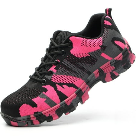Tanleewa Steel Toe Work Shoes for Women Breathable Safety Shoe Size 5