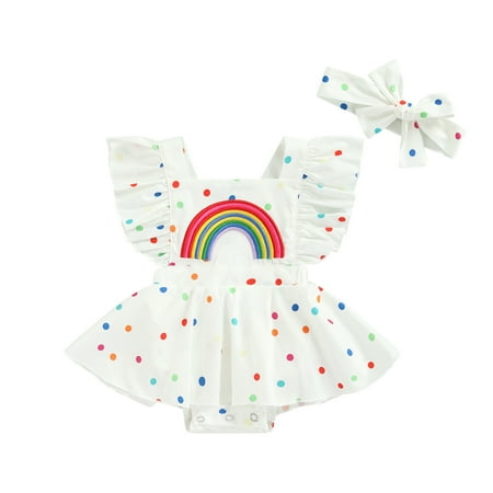 Baby Girls Rainbow Romper 6M 12M 18M 24M Ruffle Sleeveless Dot Bodysuit Jumpsuit Tutu Skirt Onesie Summer Clothes Outfits
Baby Girls Rainbow Romper 6M 12M 18M 24M Ruffle Sleeveless Dot Bodysuit Jumpsuit Tutu Skirt Onesie Summer Clothes Outfits