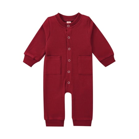 Binpure Baby Romper Round Neck Long Sleeve Waffle Texture Solid Color Button Down Elastic Cuff Jumpsuit
Binpure Baby Romper Round Neck Long Sleeve Waffle Texture Solid Color Button Down Elastic Cuff Jumpsuit