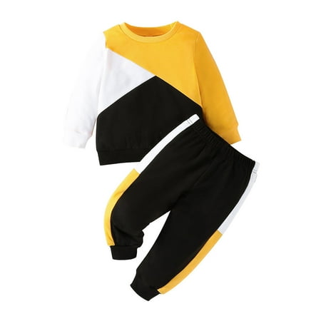 Outfits for Boys Long Sleeve Patchwork Colour T Shirt Pullover Tops Pants Girl Clothes
Outfits for Boys Long Sleeve Patchwork Colour T Shirt Pullover Tops Pants Girl Clothes