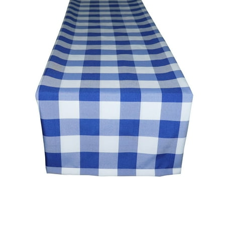 Poplin Table Runner Buffalo Gingham Checkered Royal Blue and White