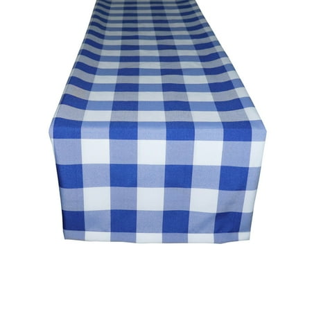 

Poplin Table Runner Buffalo Gingham Checkered Royal Blue and White