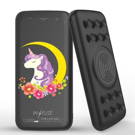 INFUZE Qi Wireless Portable Charger for REVVL V+ 5G External Battery (12000 mAh 18W Power Delivery USB-C/USB-A Quick Charge 3.0 Ports Suction Cups) with Touchless Tool - Purple Unicorn Moon
INFUZE Qi Wireless Portable Charger for REVVL V+ 5G External Battery (12000 mAh 18W Power Delivery USB-C/USB-A Quick Charge 3.0 Ports Suction Cups) with Touchless Tool - Purple Unicorn Moon