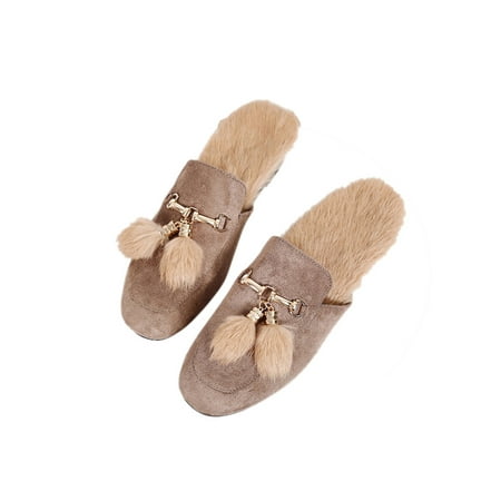 GENILU Women s Mule Suede Round Toe Slip on Flats Backless Faux Fur Lined Loafers Metal Decor Fluffy Slippers
GENILU Women s Mule Suede Round Toe Slip on Flats Backless Faux Fur Lined Loafers Metal Decor Fluffy Slippers