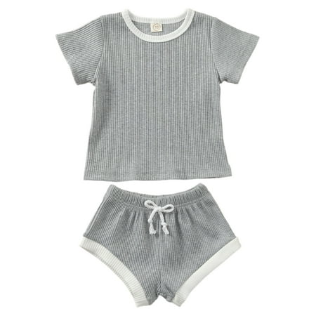 jaweiw Newborn Baby Summer Clothes Set Short Sleeve Ribbed O Neck T-shirt Tops + Drawstring Shorts Infant 2Pcs Casual Outfits
jaweiw Newborn Baby Summer Clothes Set Short Sleeve Ribbed O Neck T-shirt Tops + Drawstring Shorts Infant 2Pcs Casual Outfits