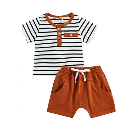 Calsunbaby Newborn Baby Boys Casual Suit Stripe Short Sleeve Button Tops T shirt Summer Shorts Clothes Outfits Brown 3-6 Months
Calsunbaby Newborn Baby Boys Casual Suit Stripe Short Sleeve Button Tops T shirt Summer Shorts Clothes Outfits Brown 3-6 Months